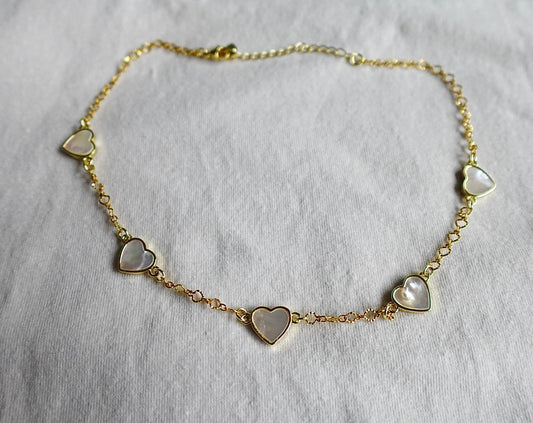 “Sugar Mama” Pearl Heart Gold Filled Choker Necklace