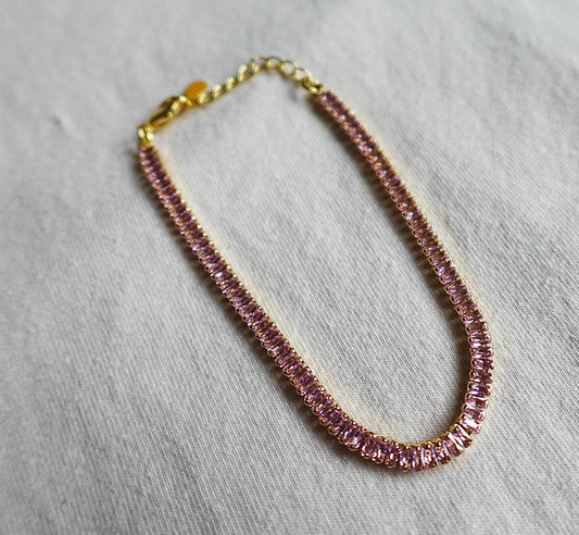 “Bubblegum Princess” Pink Gold Filled Tennis Bracelet