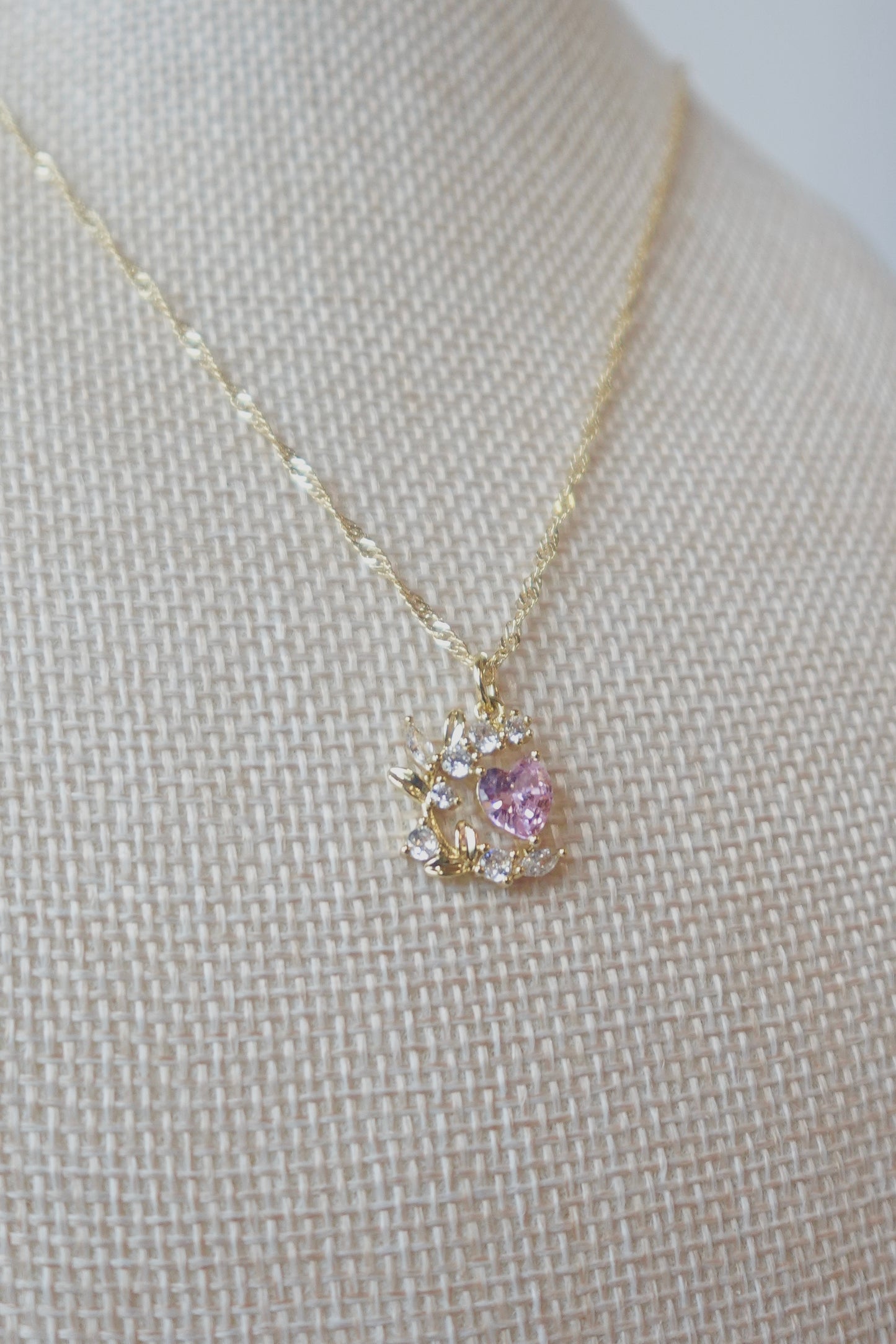 “Moonlight Love” Gold Filled Heart Crescent Necklace