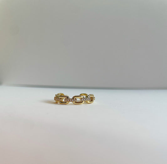 Cuban Chain Link Gold Filled Adjustable Ring