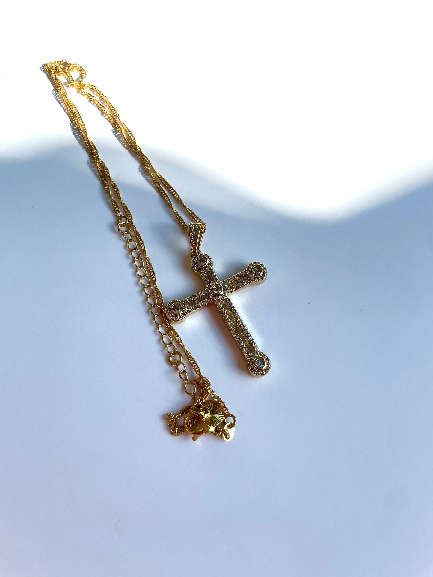 “Eva” 20in. Long Gold Filled Cross Necklace