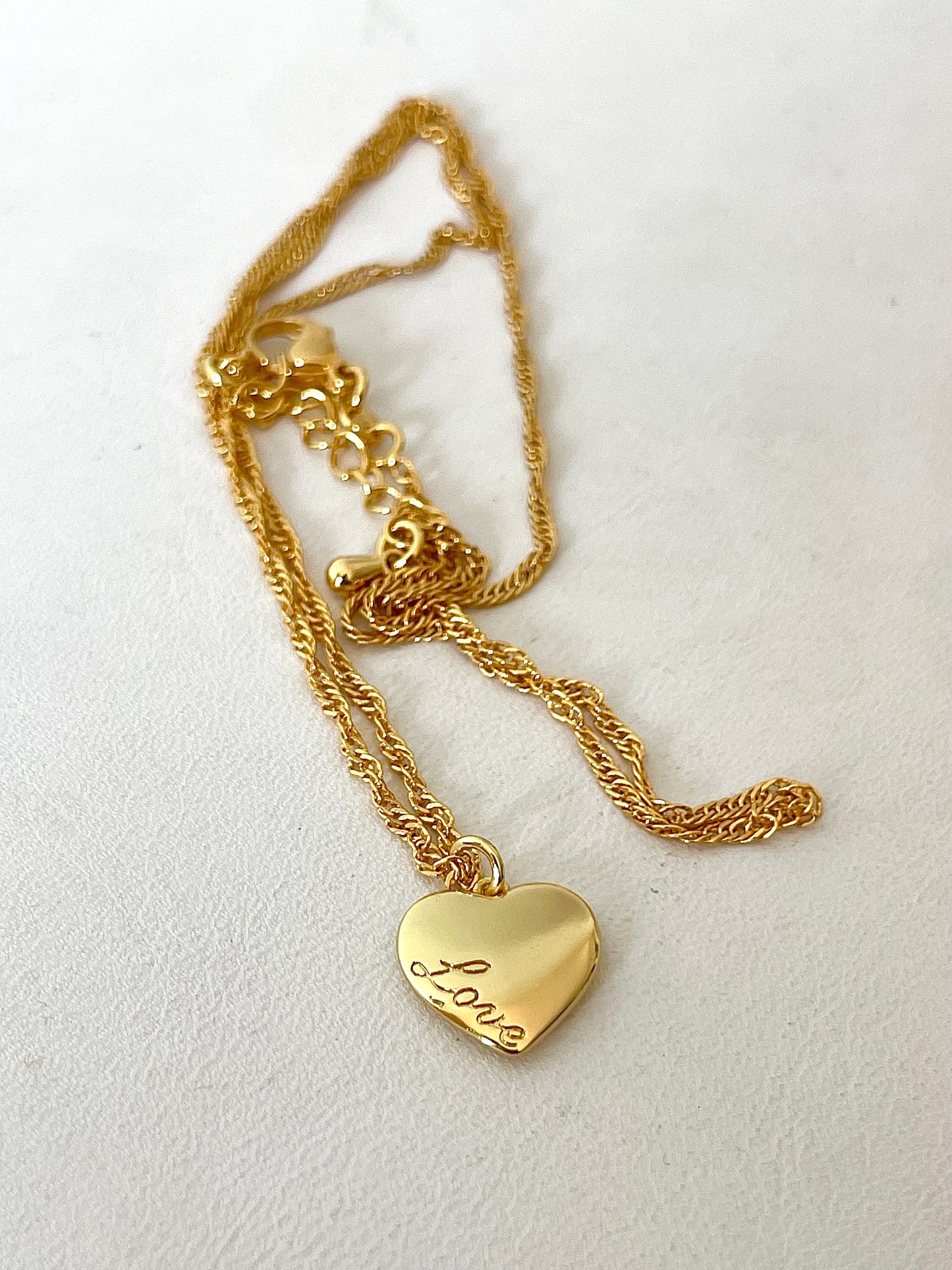 “Forever Love” Gold Filled Heart Cursive Necklace