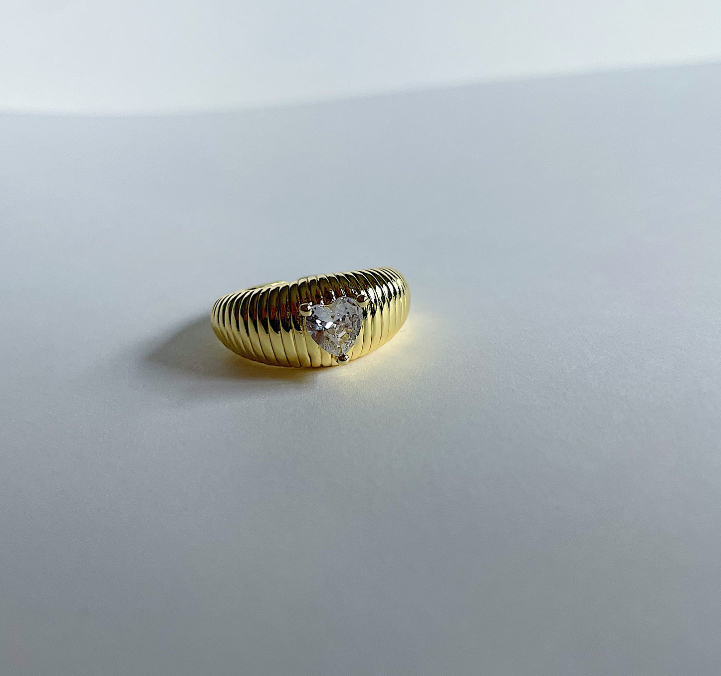 “Amy” Gold Filled Crossiant Heart Ring