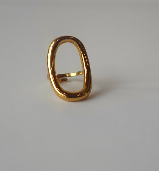 Oval Gold Filled Adjustable Statement Ring