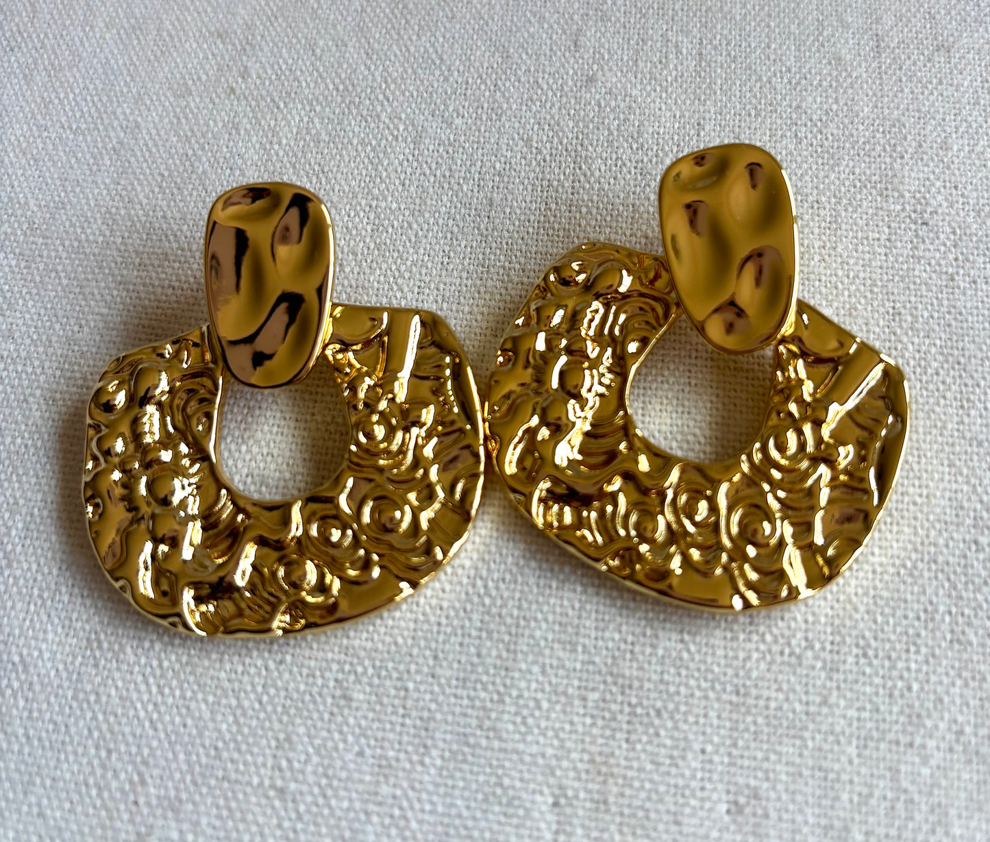 Gold Filled Hammered Statement Earrings