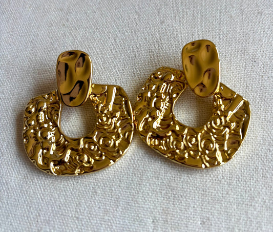 Gold Filled Hammered Statement Earrings