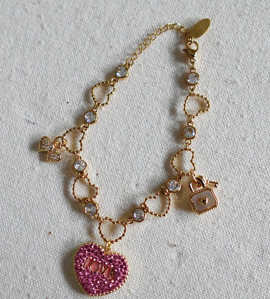 Charmed Love Heart Adjustable Bracelet