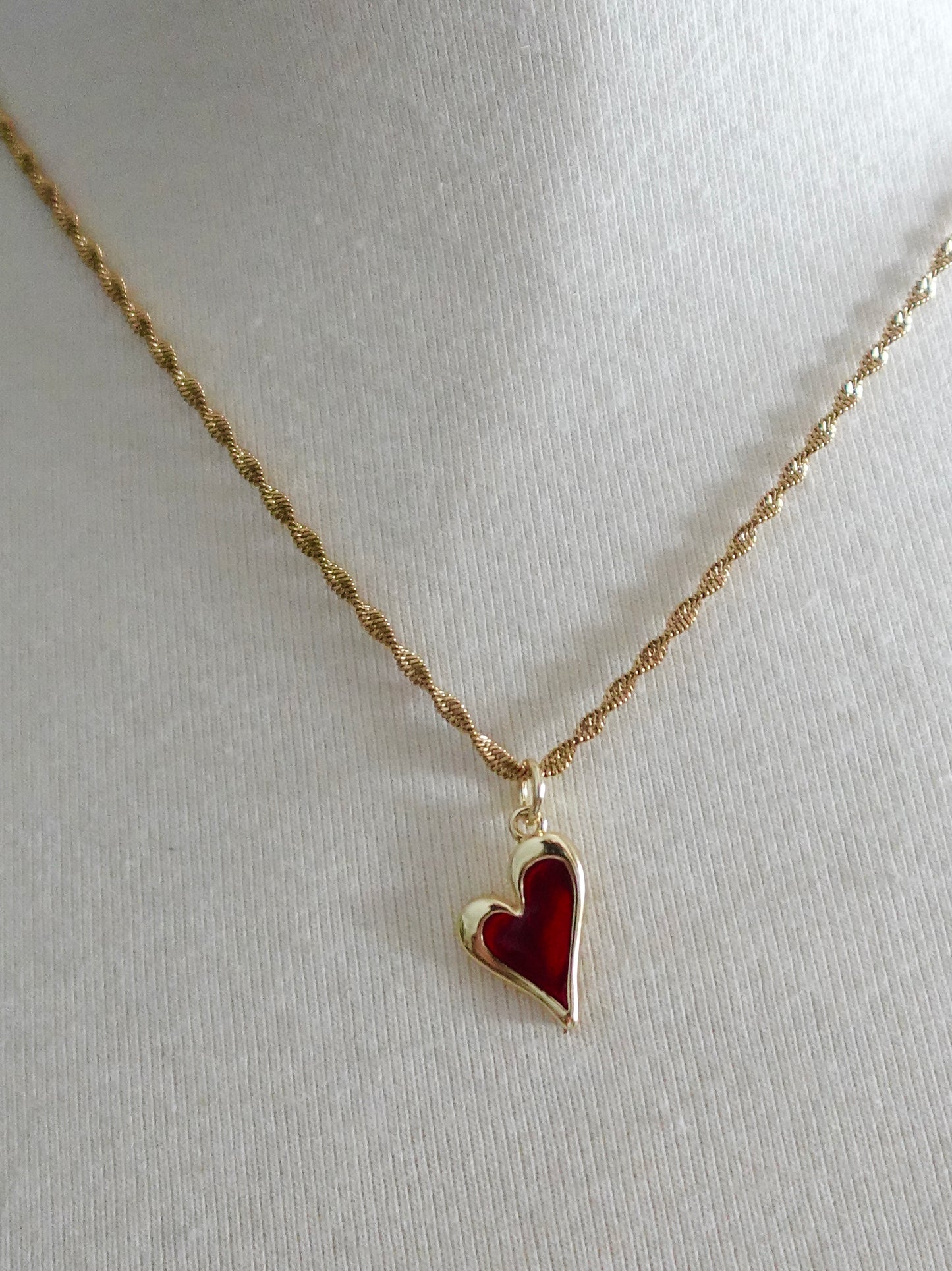 “Cardia” Red Heart Gold Filled Necklace