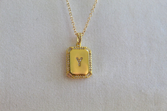 Custom small Diamanté Letter Gold Filled Necklace - Serenityy The Brand